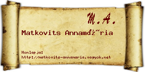 Matkovits Annamária névjegykártya