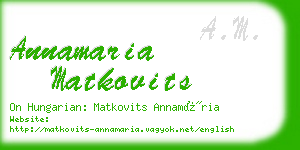 annamaria matkovits business card